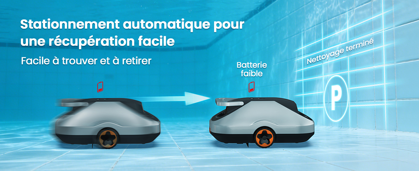 Le texte indique « Stationnement automatique pour ». Image aux tons foncés montrant une démonstration de technologie automobile.