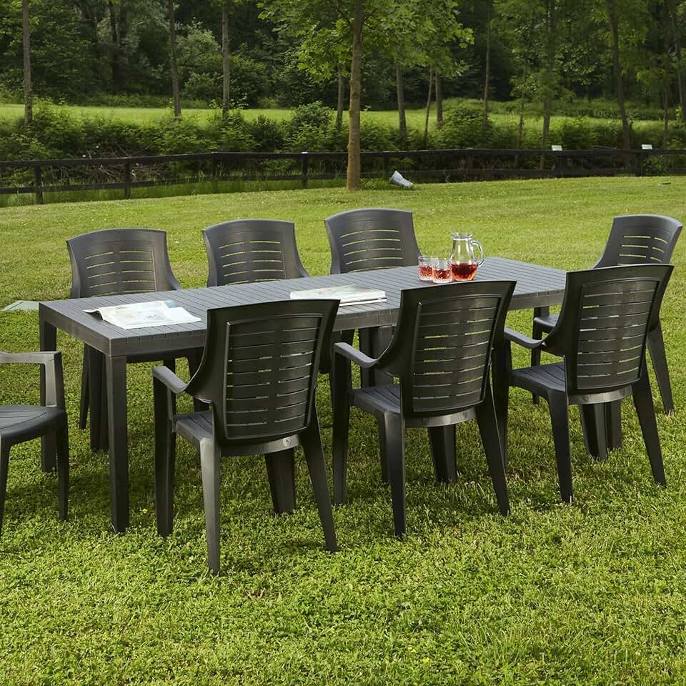karaca-alisveris - Susa série - 150x90x72 cm - table extensible de jardin anthracite