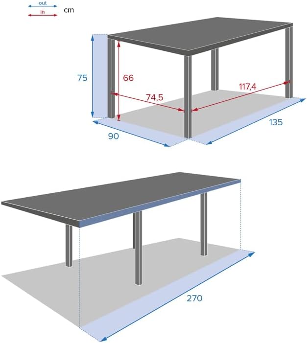 karaca-alisveris - Piazza extensible - 185/245x100 cm - aluminium verre trempé 10 places
