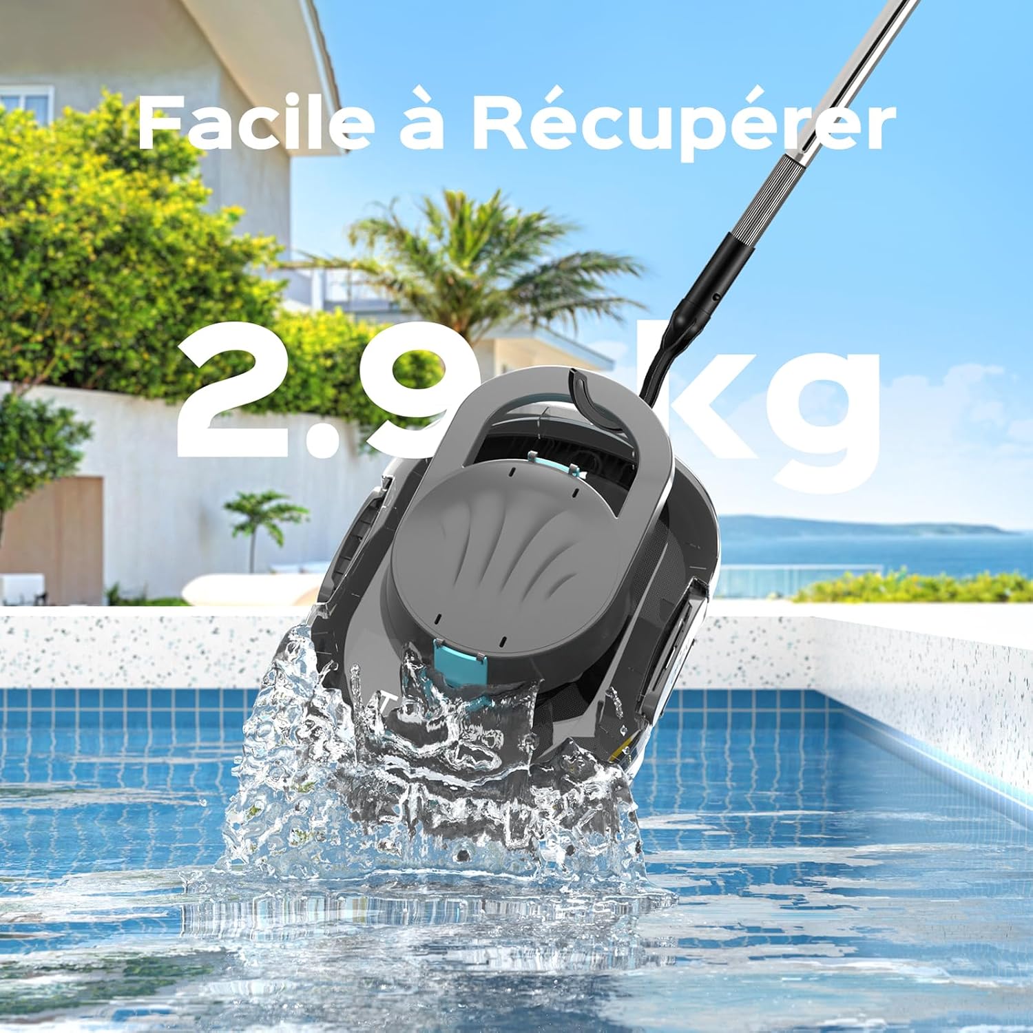 Robot piscine - nettoyeur compact double moteur, 120min, 100m², station auto - S1PRO