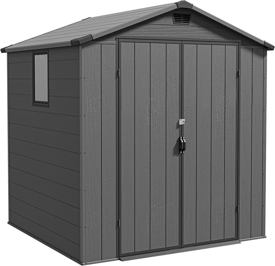 karaca-alisveris - abri de jardin plastique 1,8x1,8m, porte verrouillable, résistant intempéries