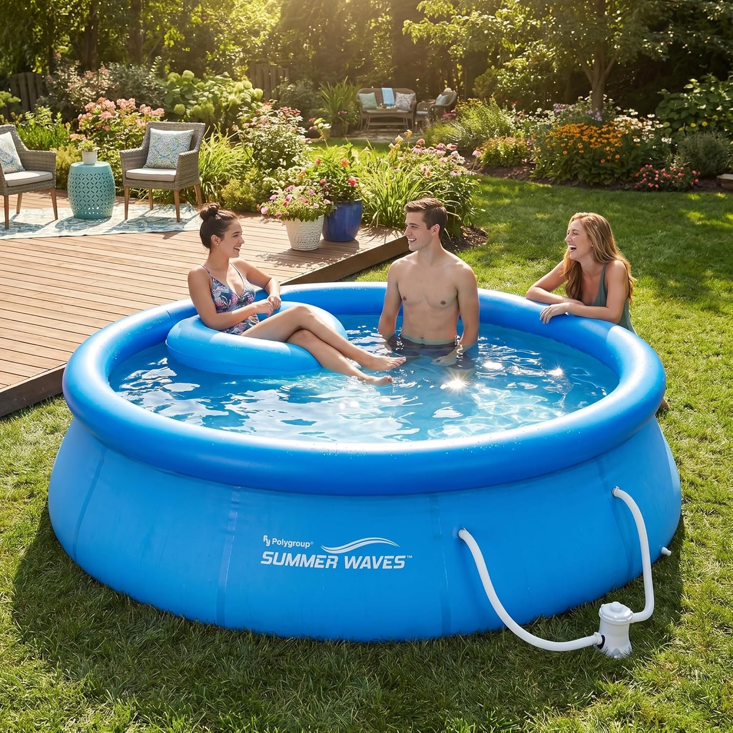 karaca-alisveris Piscine de 366 x 91 cm, installation rapide, idéale pour la famille, avec pompe de filtration