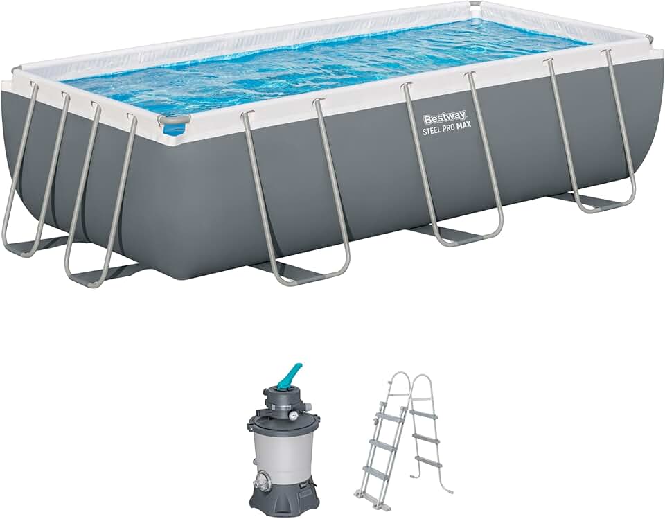 karaca-alisveris Steel Pro Max Kit Piscine Hors Sol - 404 cm x 201 cm x 100 cm - Gris