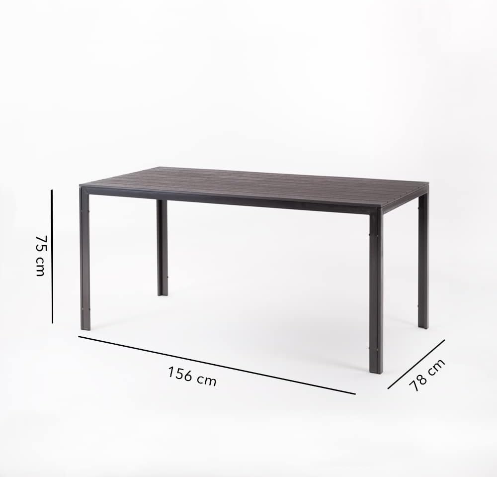 Thomas & Anita - Ensemble repas moka 6 personnes - acier, polyéthylène, chaises empilables