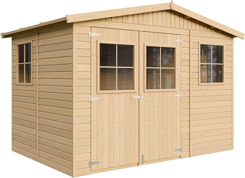 karaca-alisveris - abri de jardin bois 6 m², fenêtres, H226x324x216 cm - M334