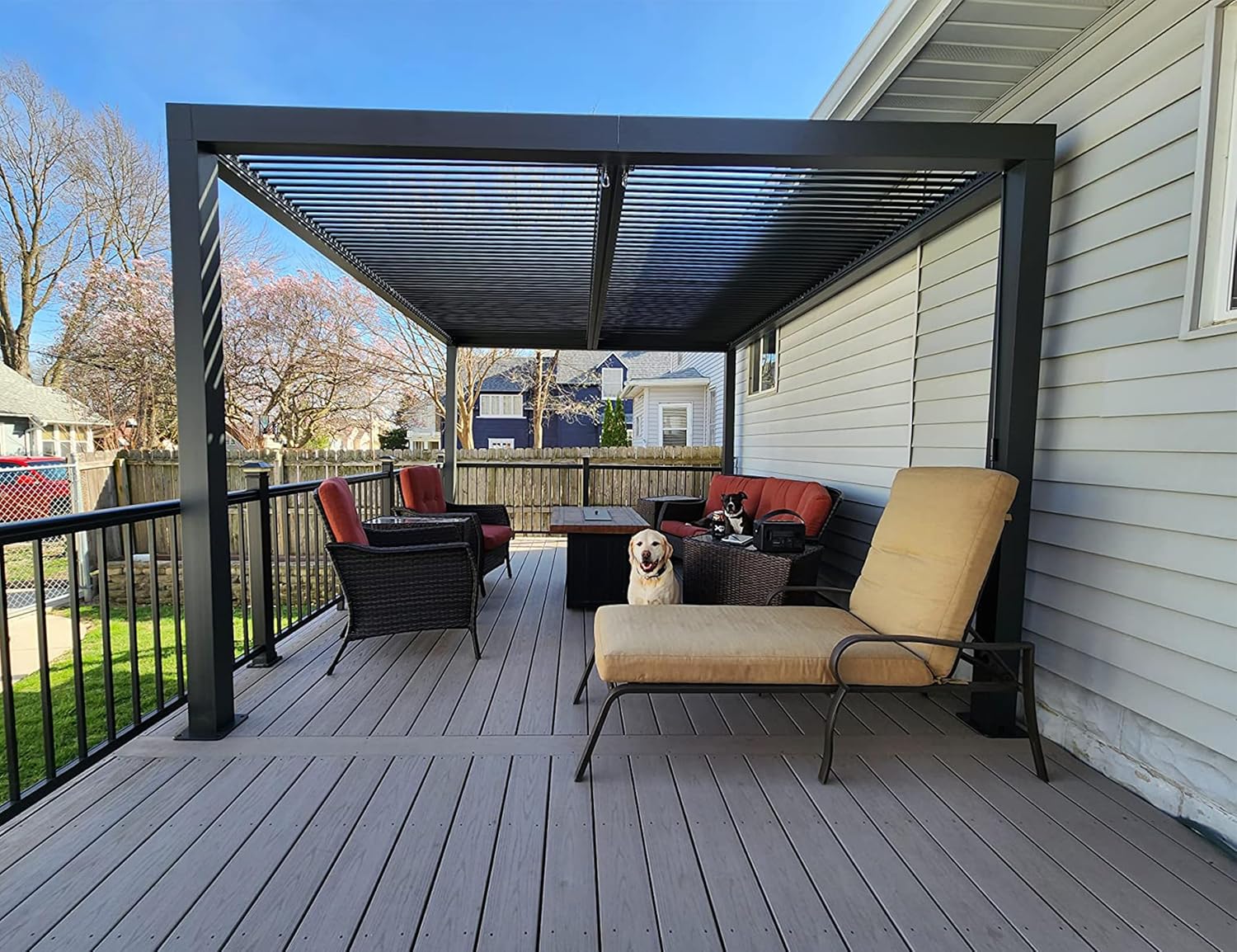 karaca-alisveris Pergola Bioclimatique 4,24 x 3 m Pergola Aluminium Lames Orientables Superficie 12,72 m² Tonnelle de Jardin Exterieur Belvédères pour Patio Terrasse Exterieur, Gris