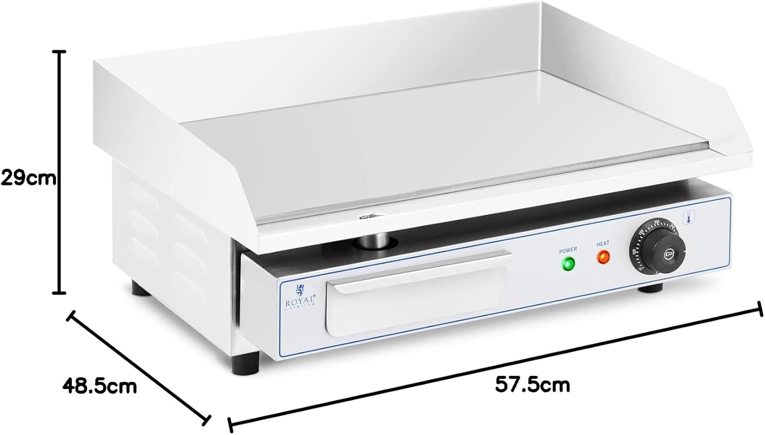 karaca-alisveris - Plancha Électrique Lisse Inox 55x35 cm 3000W Restaurant