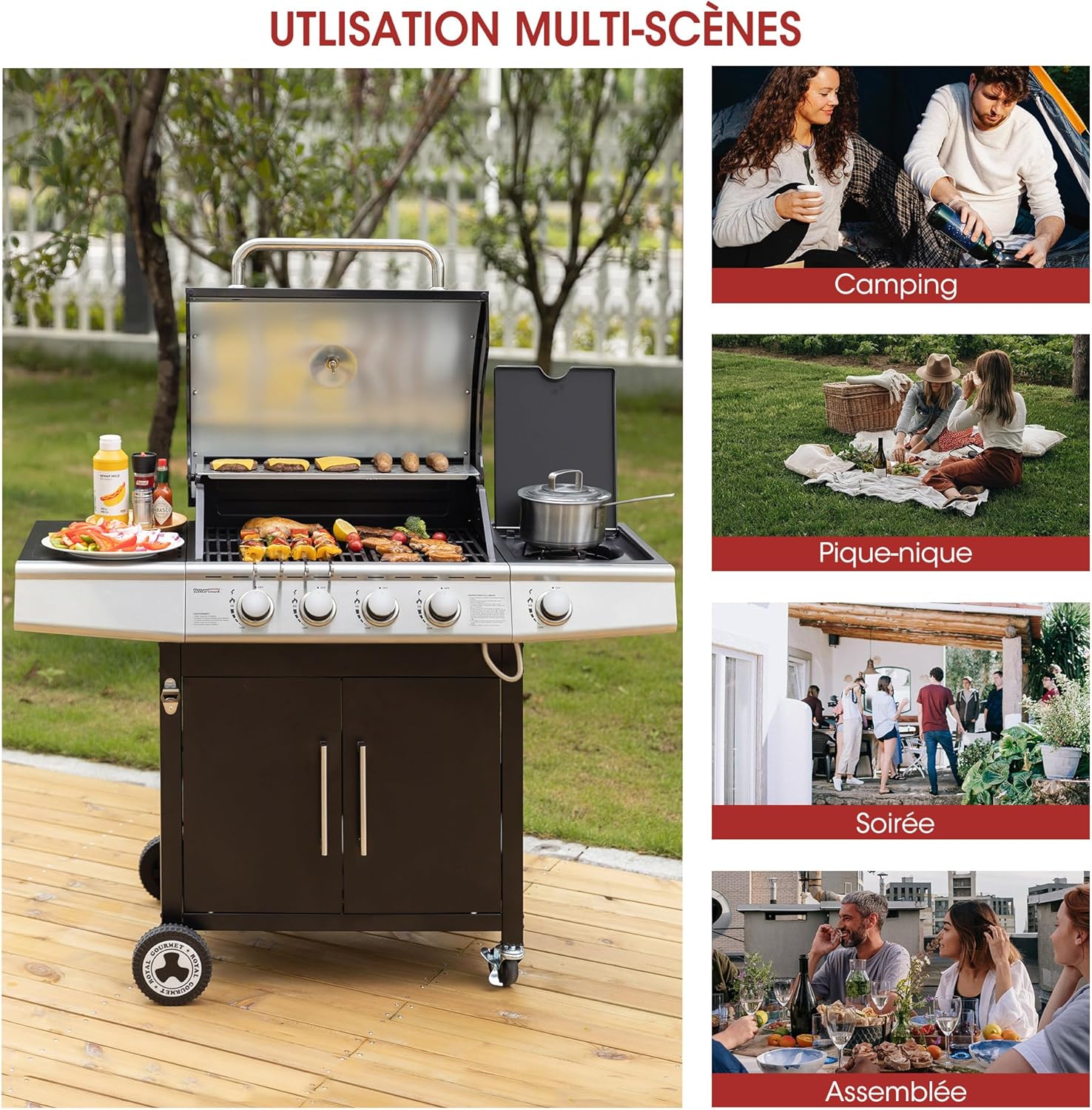 karaca-alisveris – Barbecue Série 4+1 – 14,5kW, inox, tablettes, 2 portes