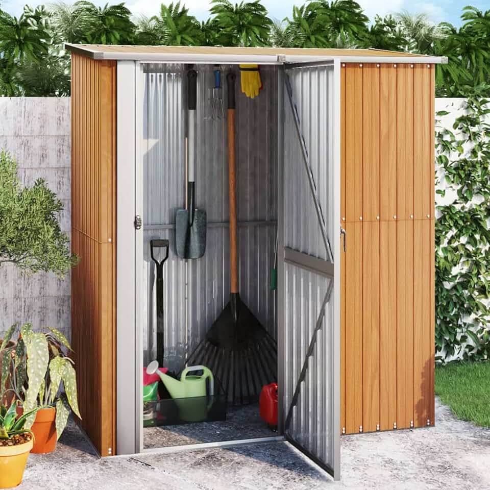 karaca-alisveris - abri de jardin extérieur acier galvanisé marron 180,5x97x209,5 cm