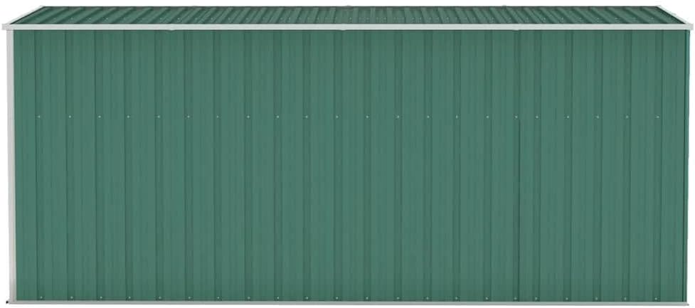 Abri de jardin mural vert - 118x382x178 cm - acier galvanisé, 47.9kg