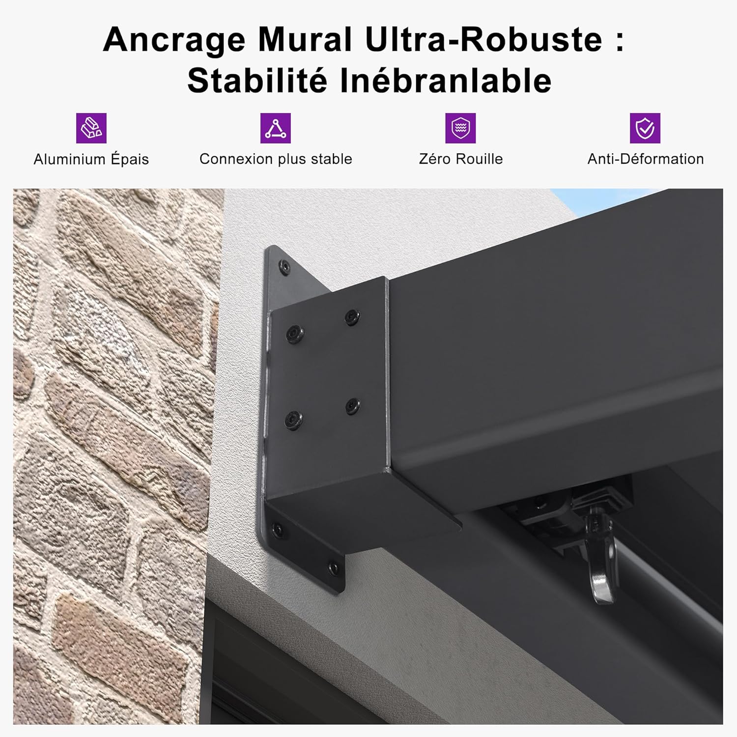 karaca-alisveris - Pergola adossée 3x3.65m aluminium lames orientables durable