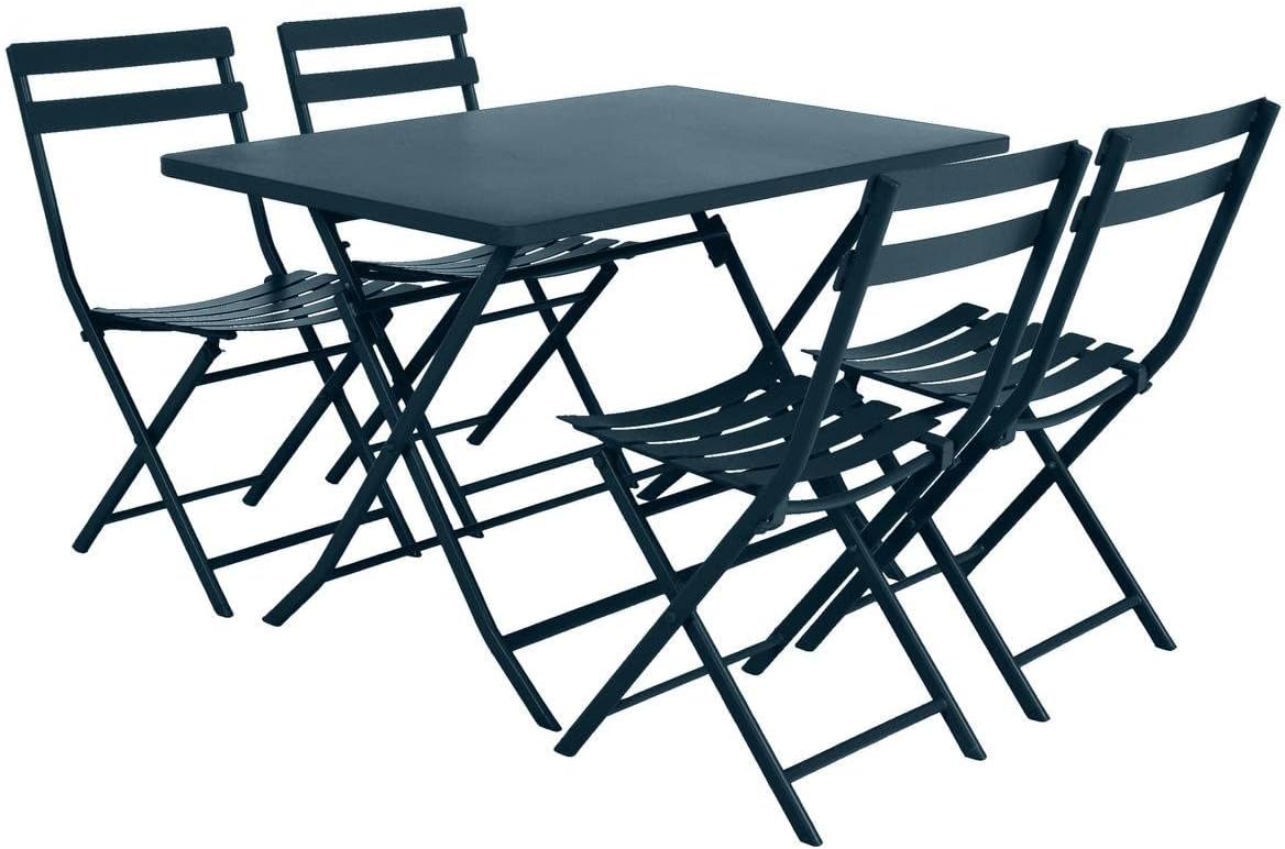 karaca-alisveris - Greensboro - table de jardin pliante 4 places acier époxy antirouille