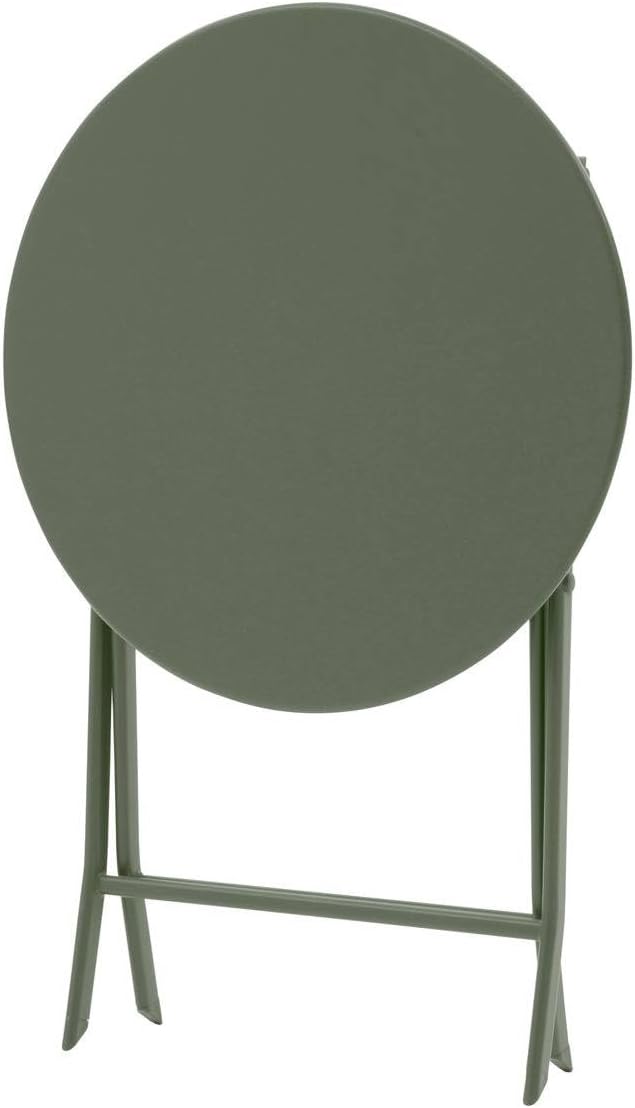 karaca-alisveris - Greensboro ronde 2 places - acier vert laurier renforcé - table de jardin pliante