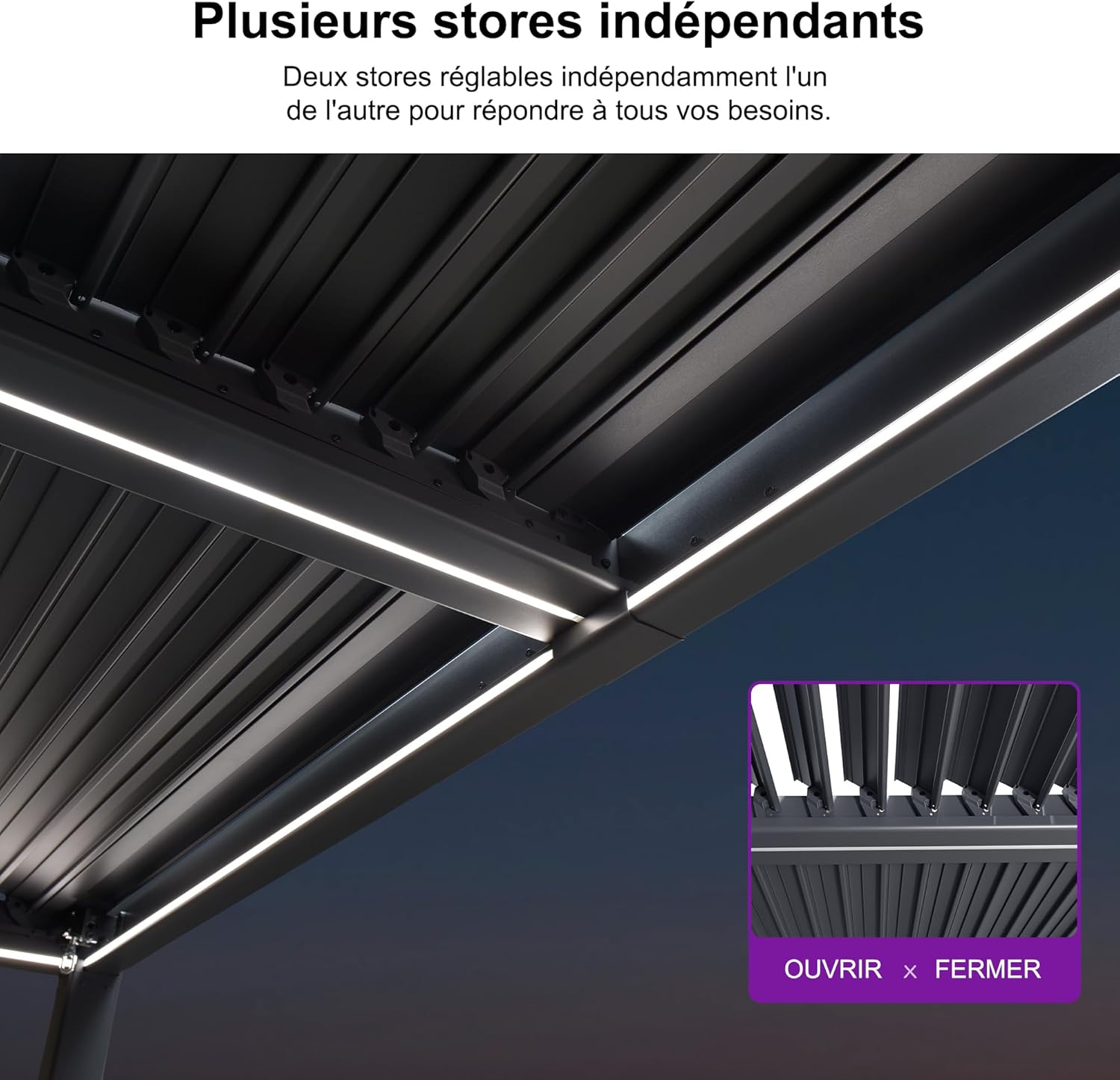karaca-alisveris - Pergola bioclimatique - 3,5x5,5m - alu, lames LED, étanche