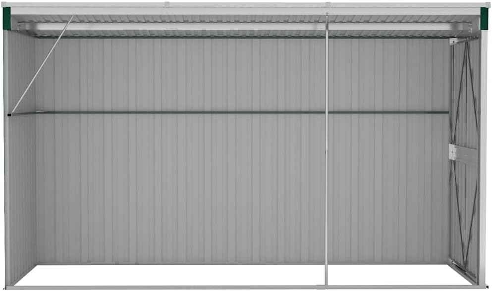 karaca-alisveris Abri de Jardin Mural Vert 118x288x178 cm Acier galvanisé,Structures extérieures, Cabanes & abris de Jardin,316225