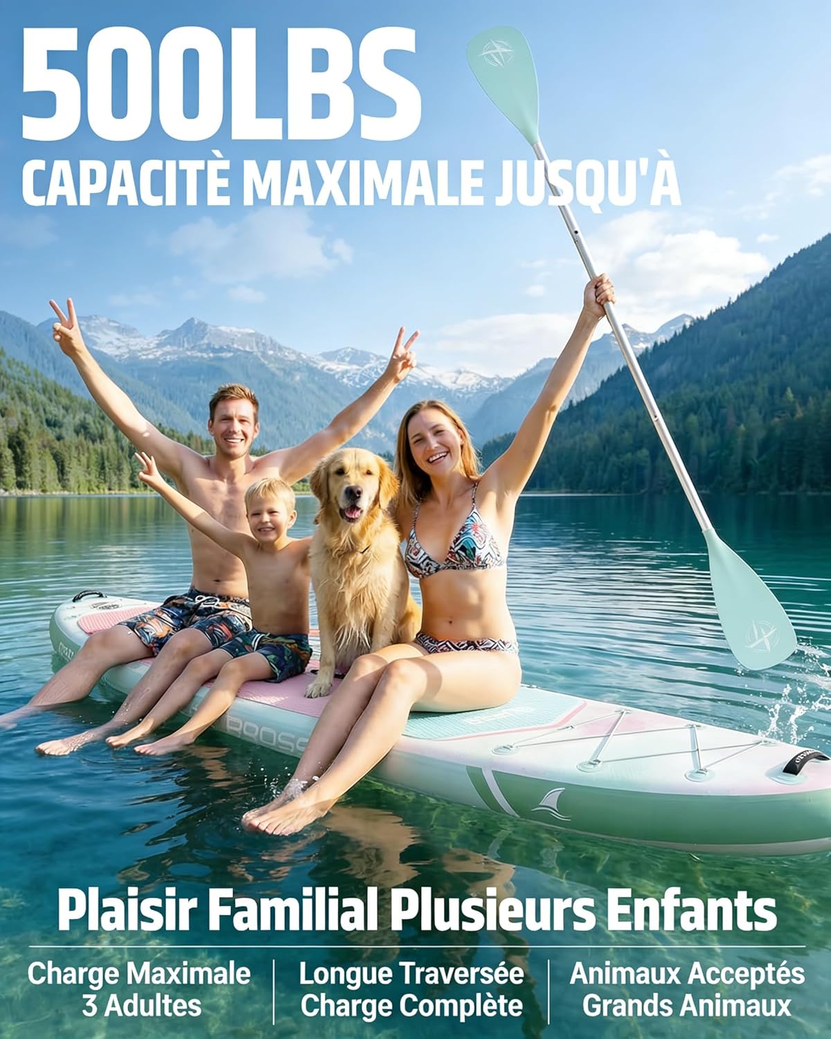 Planche de Paddle Gonflable - kayak 2 places 366x92cm - siège inclus & charge 240kg