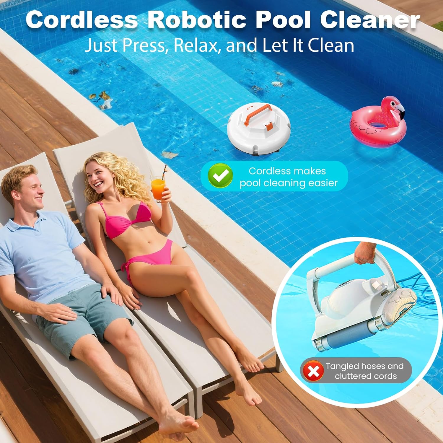 2026 Robot aspirateur de Piscine sans Fil pour Piscine Hors Sol 120 Minutes d'autonomie, Nettoyeur de Piscine Automatique pour Piscine creusée jusqu'à 1000 Pieds carrés Robot de Piscine autoparquant