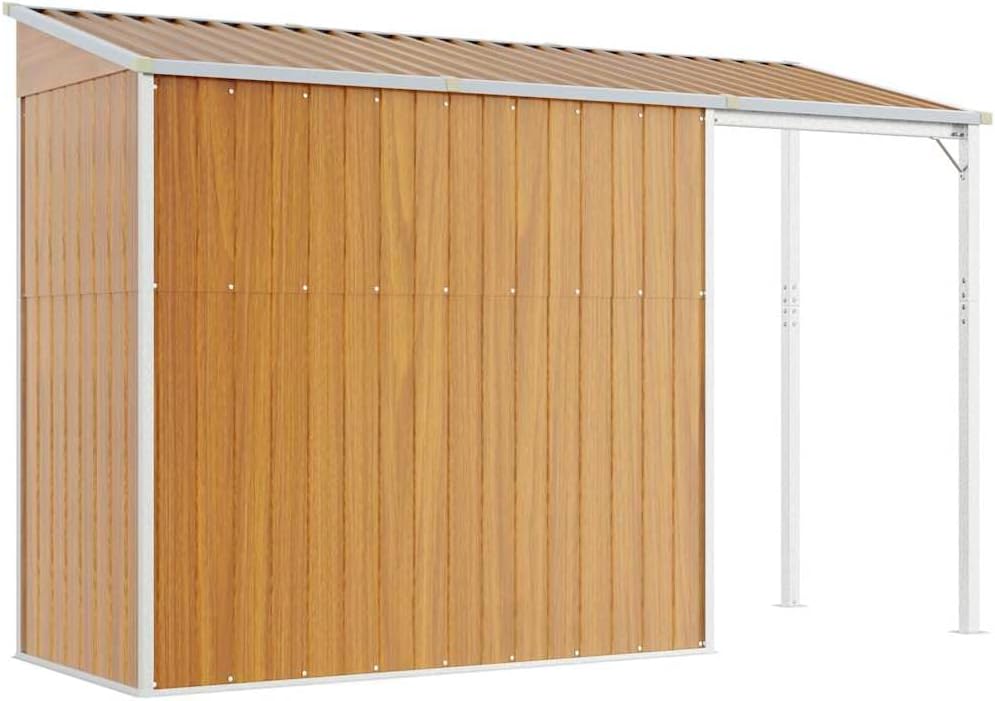 Abri de jardin marron clair - 277x107x181 cm - toit prolongé - 41,56 kg