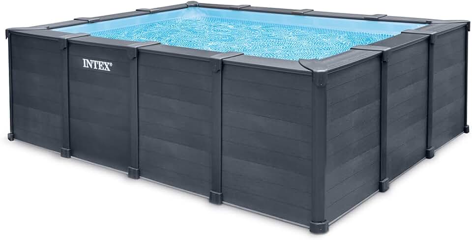 karaca-alisveris - 26396GN - Kit Piscine Tubulaire rectangulaire Graphite (L) 4,00 x (l) 3,00 x (h) 1,24m
