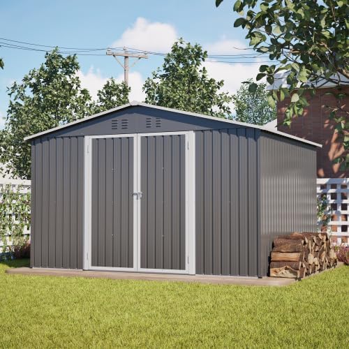 Abri de jardin métal XXL - 300x252x191cm - toit pignon, espace sécurisé