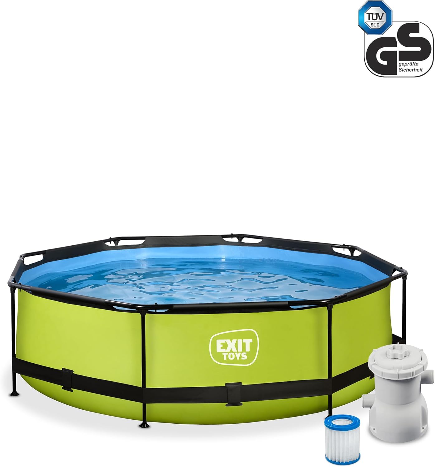 karaca-alisveris - Piscine Tubulaire Lime - 300x76cm - Pompe filtrante, entrée basse, cadre stable, vert