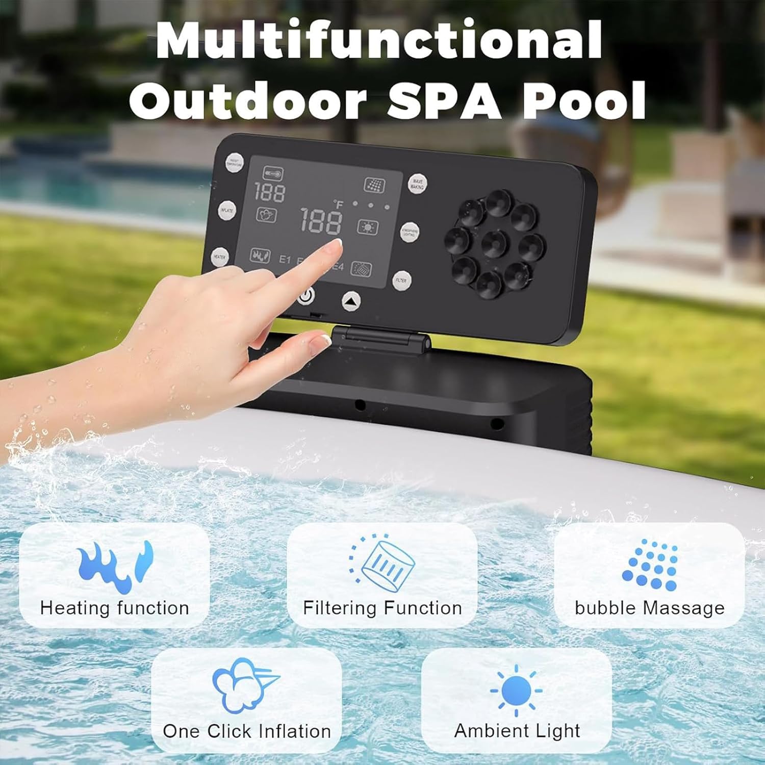 Spa Gonflable 3-4 Personnes, Grand Ensemble Spa Extérieur 180 X 71 Cm, avec 150 Jets De Bulles, Chauffe Jusqu'à 42°c/104°f, avec Filtration par Recirculation, pour Maison