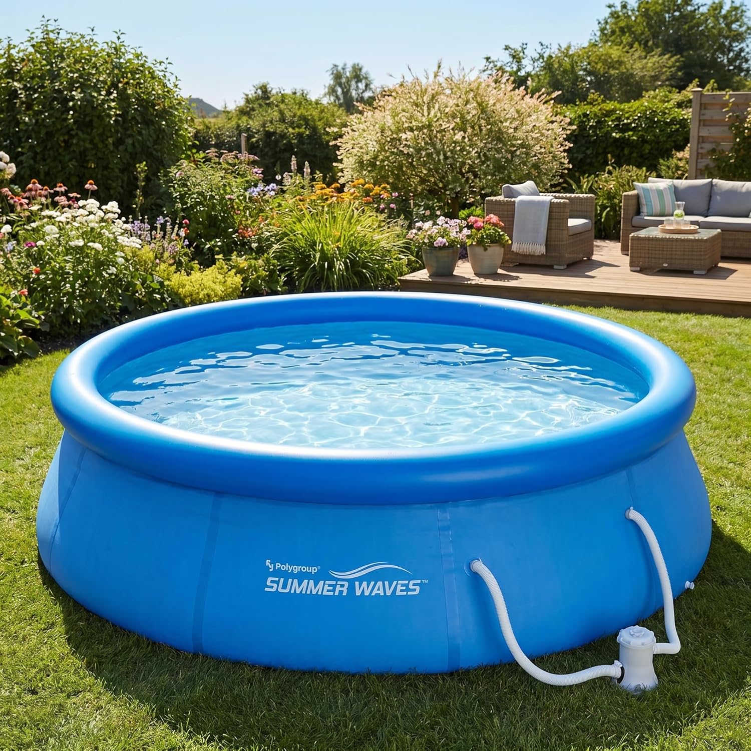 karaca-alisveris Piscine de 366 x 91 cm, installation rapide, idéale pour la famille, avec pompe de filtration