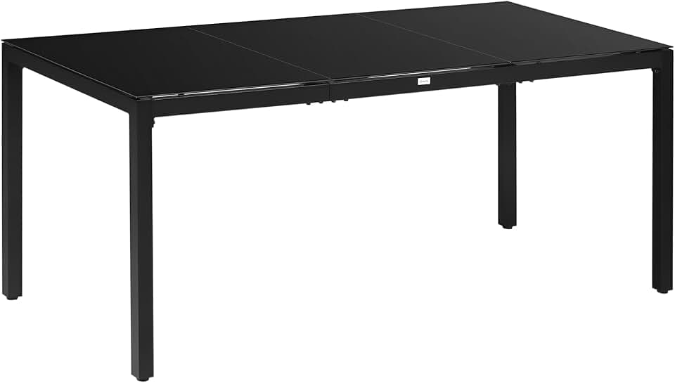 karaca-alisveris - Table rectangulaire extérieur - 180x80x72cm - Aluminium et verre noir