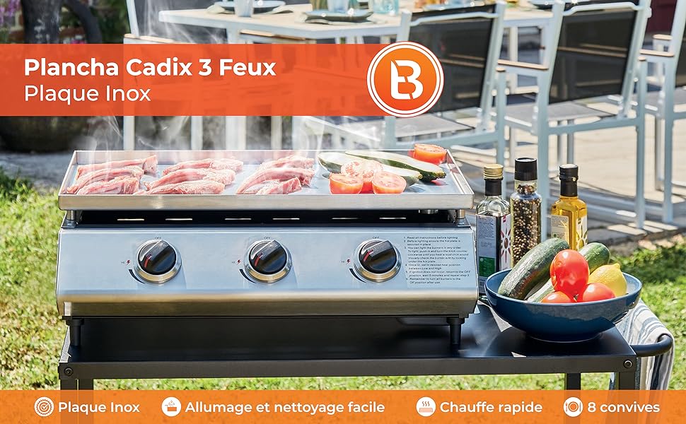 Plancha gaz Cadix 3 feux karaca-alisveris