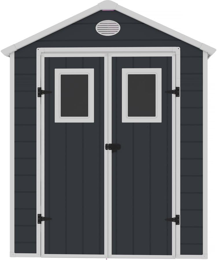 karaca-alisveris - Abri de Jardin Résine Texas 5.23 m² Anthracite - Ancrages Intérieurs - Antirouille/Anti-UV