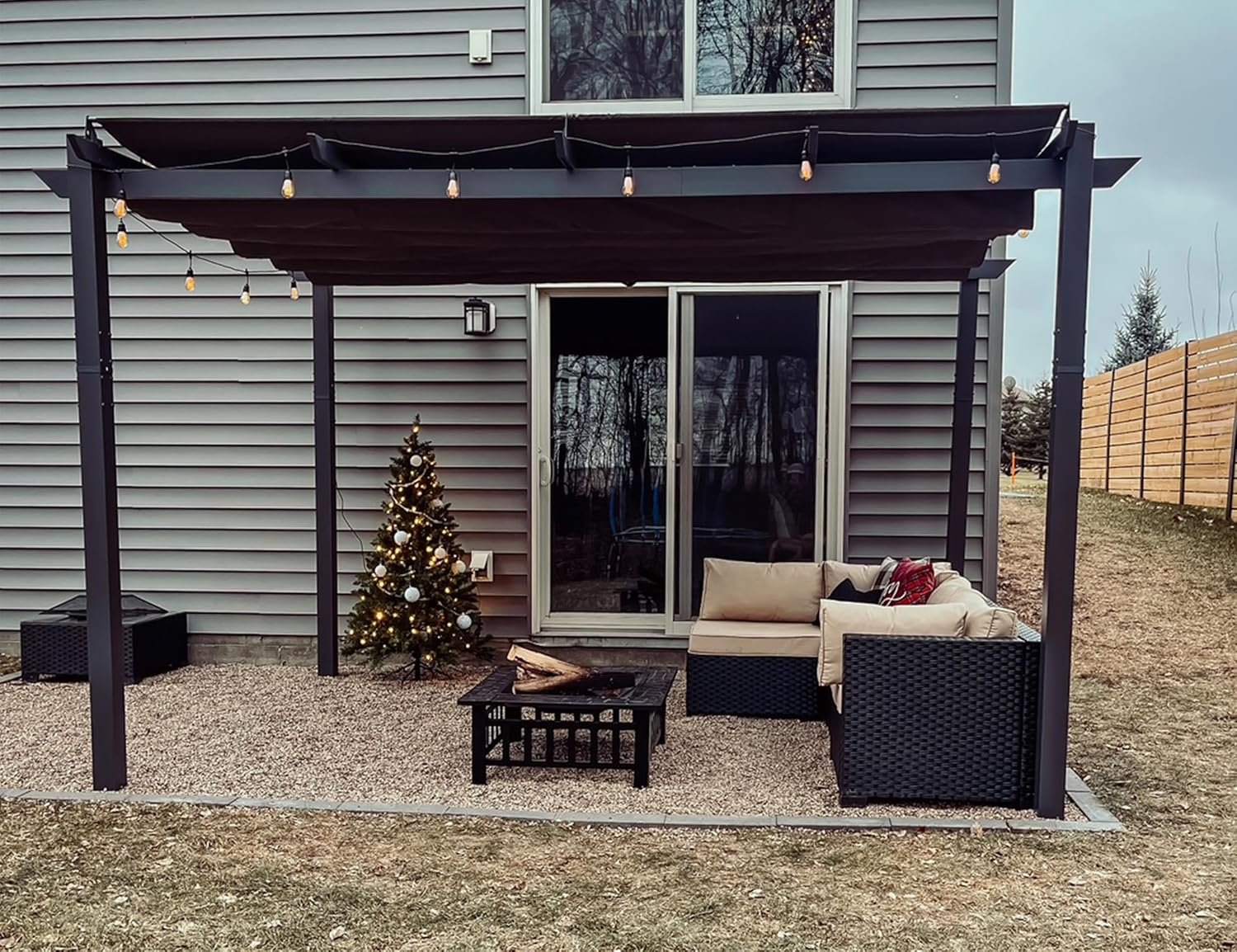 karaca-alisveris – pergola aluminium – 4x3m – toit rétractable, éclairage intégré