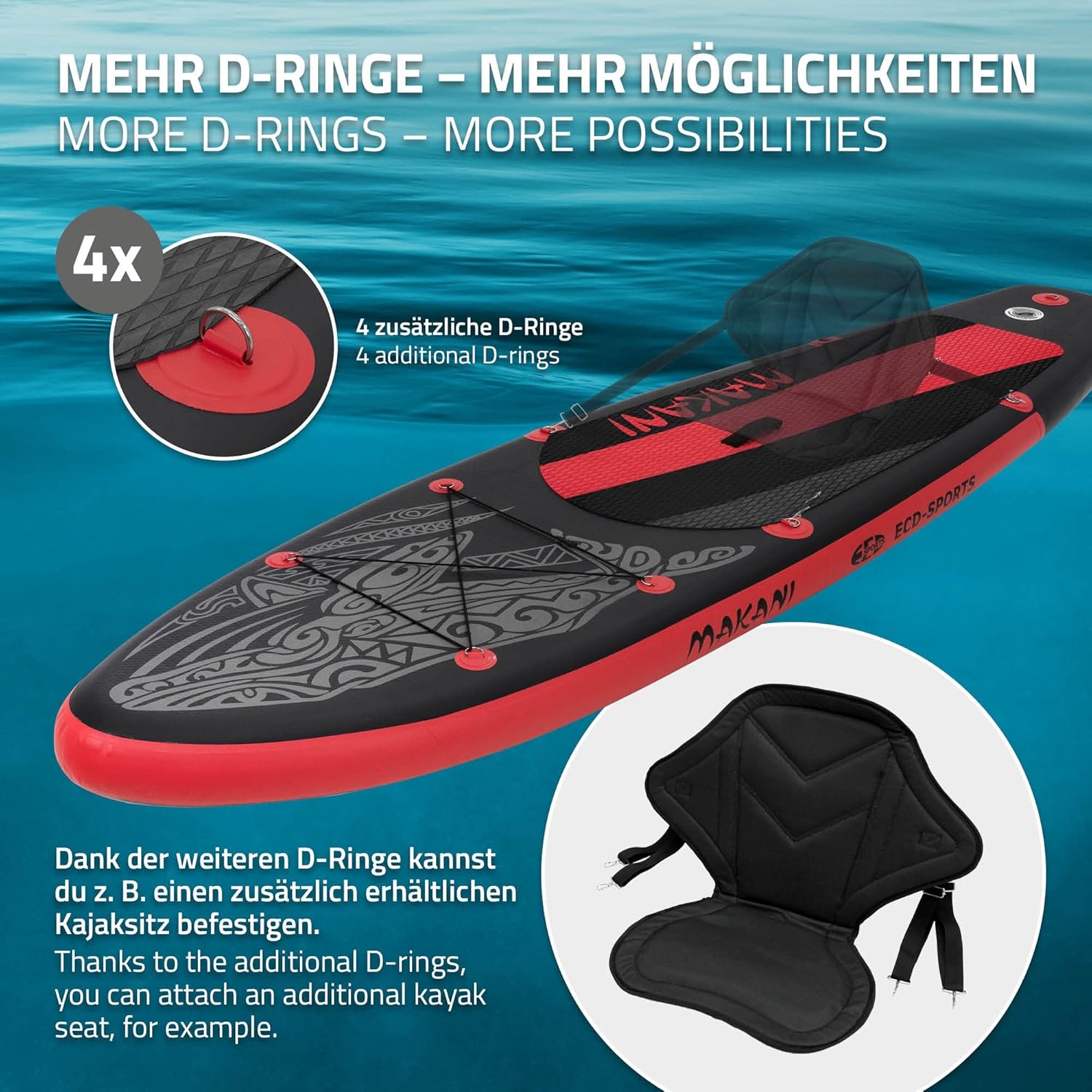 karaca-alisveris - Stand Up Paddle Board - 305/308/320/380 cm - PVC, 120/150 kg, 10/15 cm d'épaisseur
