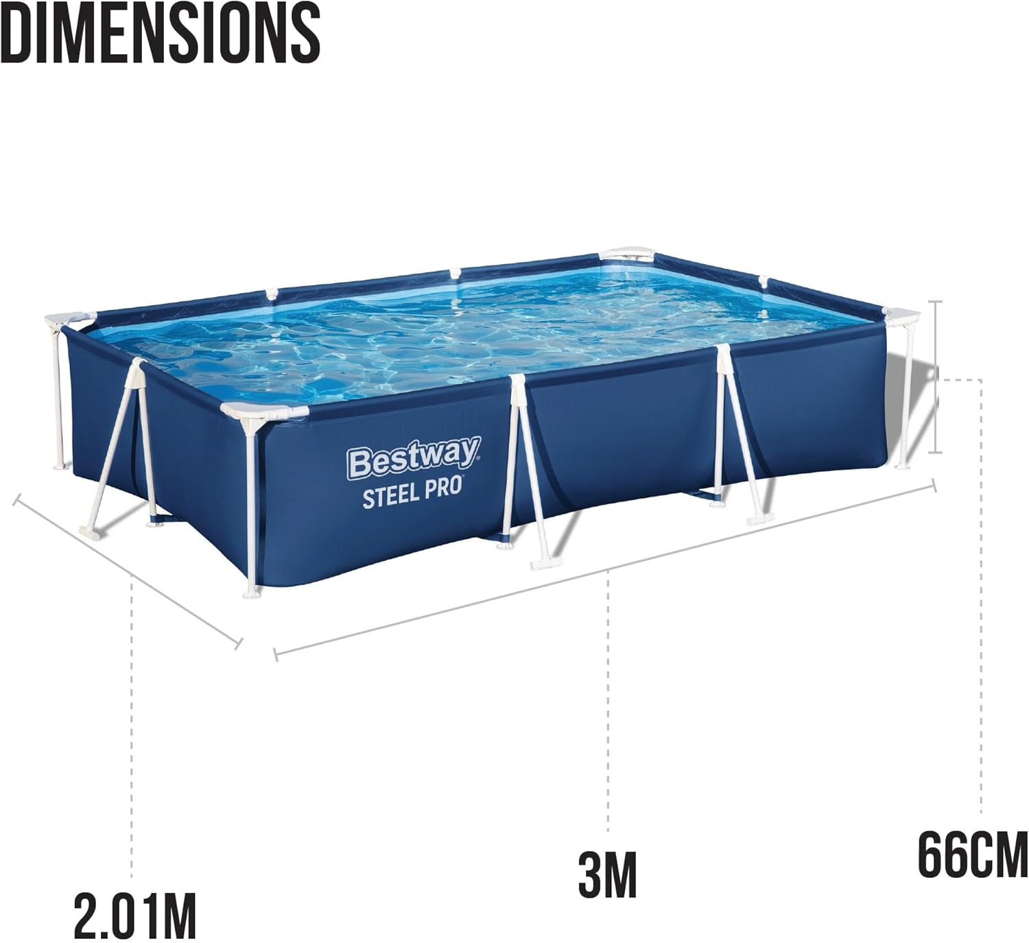 9'10" x 6'7" x 26"/3.00m x 2.01m x 66cm Pool