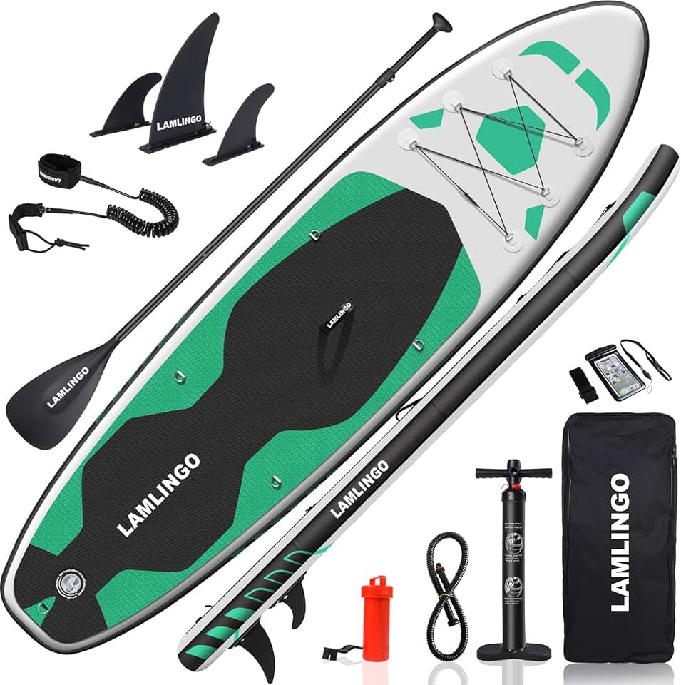 karaca-alisveris Max 200 KG Stand Up Paddle Board Gonflable Adulte, Sup Planche en PVC Construction Ultra Robuste, Kit Pagaie, Pompe à Double Action, Sac à Dos Boîte réparation
