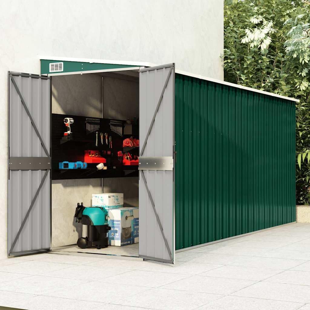 karaca-alisveris Abri de Jardin Mural Vert 118x382x178 cm Acier galvanisé,Structures extérieures, Cabanes & abris de Jardin,316229