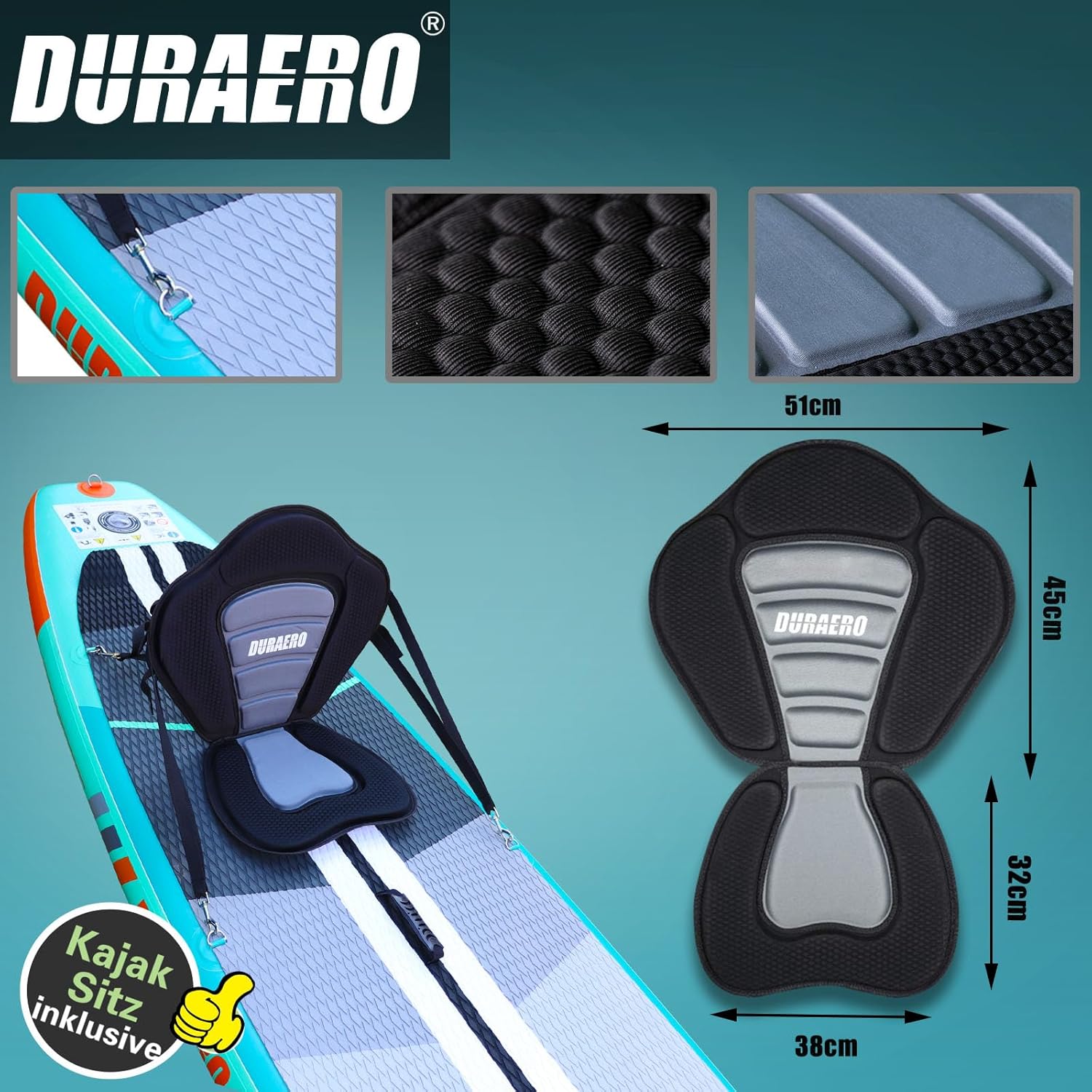 Stand up Paddle gonflable - 330x76x15cm - siège kayak, support GoPro, 150kg, double pagaie, vert menthe