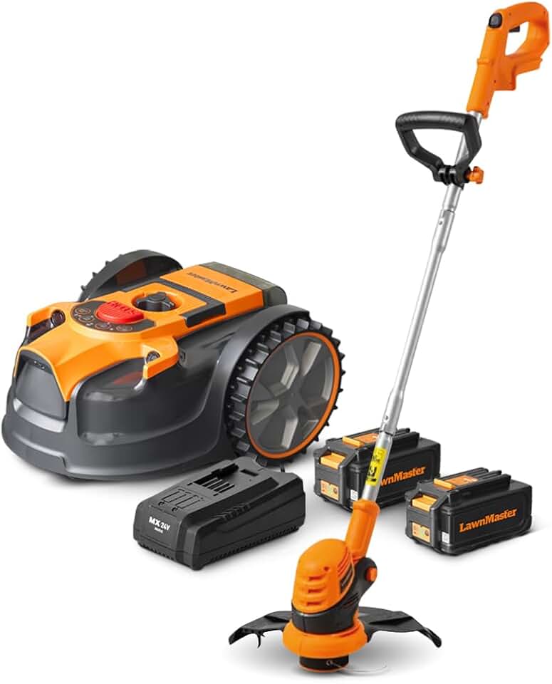 karaca-alisveris - Robot tondeuse série 24V - coupe bordures inclus, 2 batteries
