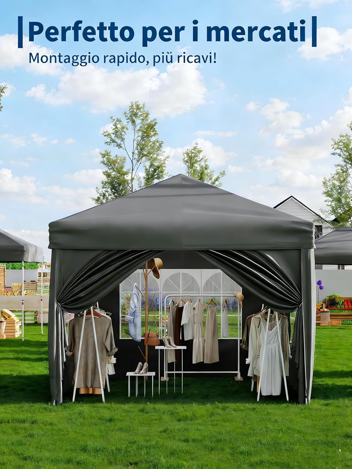 Gravee - tonnelle pliante jardin - 3x3m - imperméable, anti-UV, parois, sac