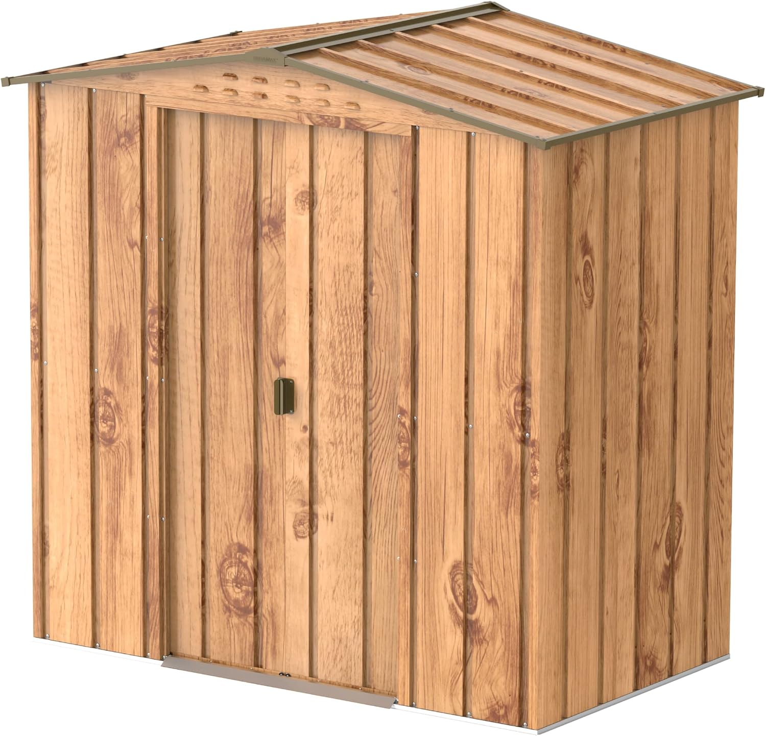 karaca-alisveris TOP Shed 6 x 4 (2.17 m²) Abri de jardin en métal, fabriqué en acier galvanisé, structure de toit renforcée, abri de jardin en métal sans entretien et résistant aux intempéries, Grain de bois