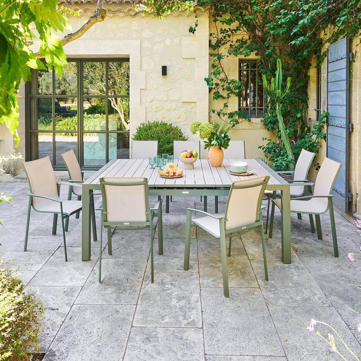 karaca-alisveris - Evasion - table extensible 10 places - alu et effet bois