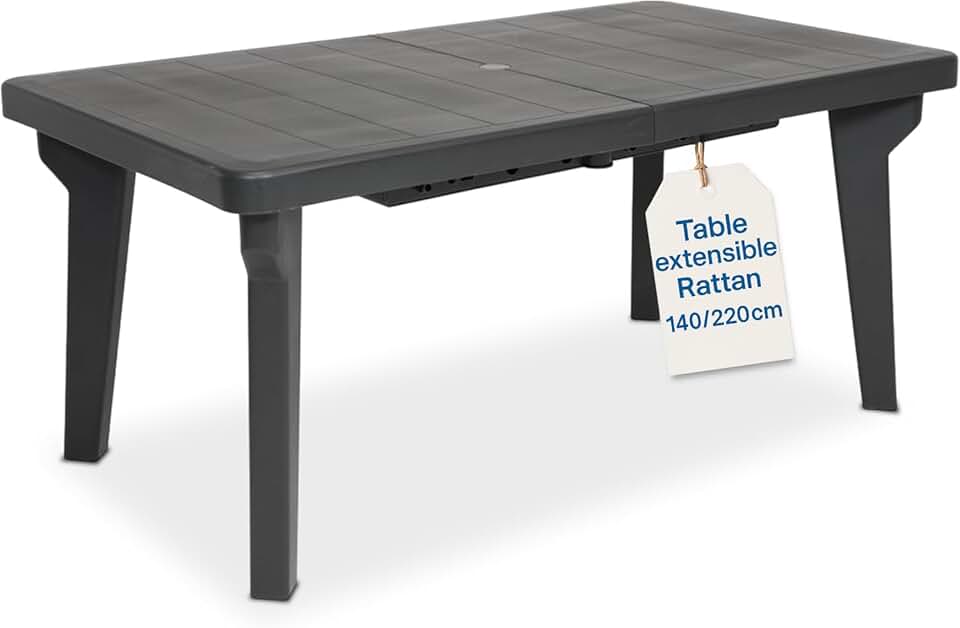 karaca-alisveris - Berg extensible - 160/220x90x74 cm - pieds démontables, anthracite, NEWANTHRACITE