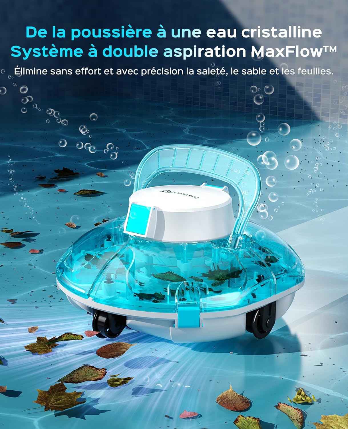 WINNY - 200 Robot Piscine - 60m² - sans fil, autonomie 75min, double filtration