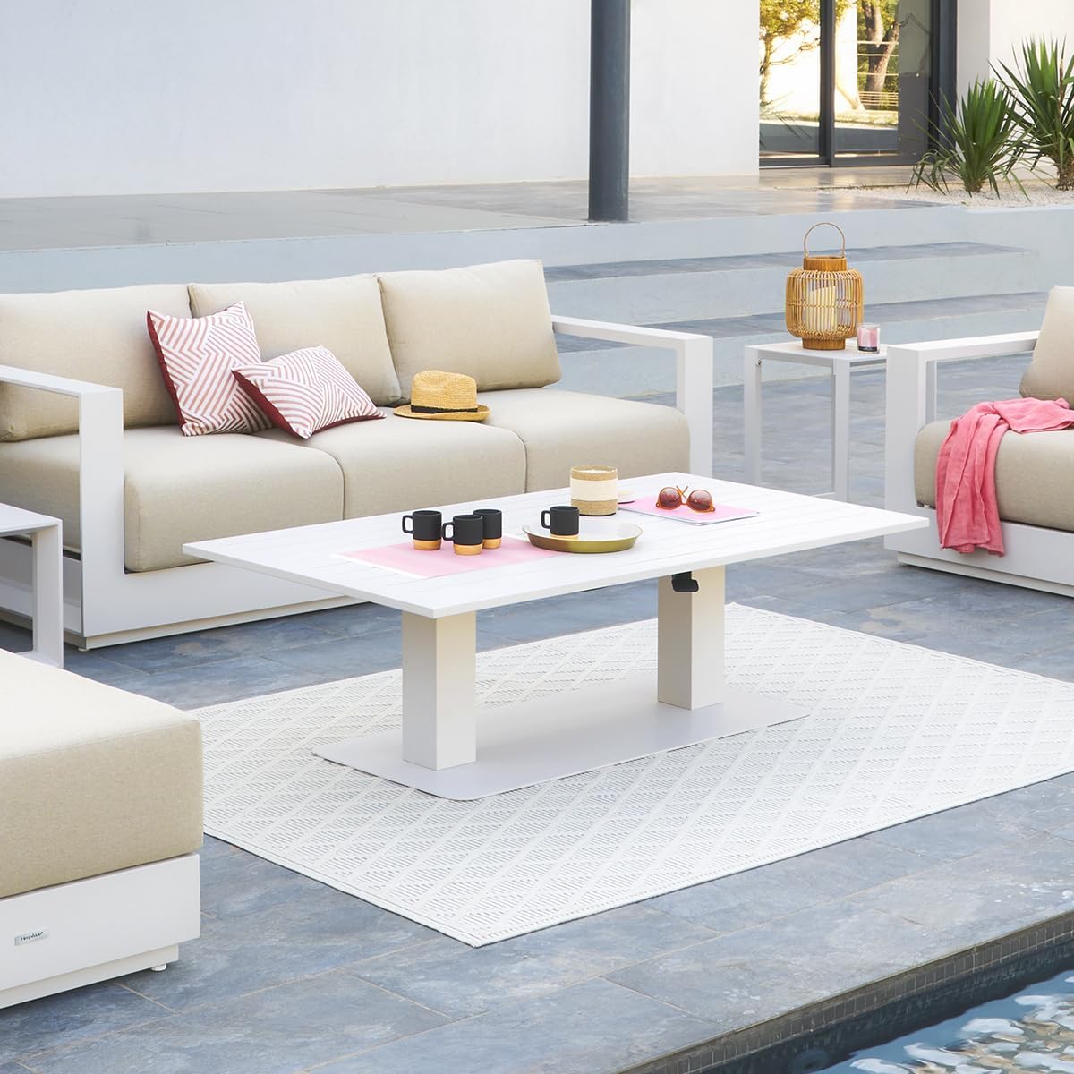 karaca-alisveris - Salimia - 150x80 cm - table jardin relevable, alu, 6-8 pers