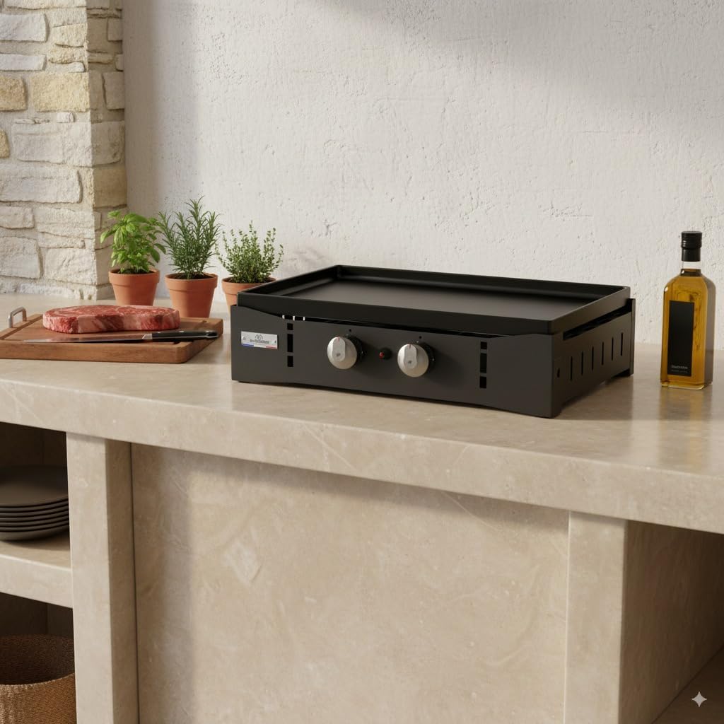 Marque - karaca-alisveris Plancha Ora Gaz - 260 Noire - Plancha gaz robuste et compacte, surface de cuisson large.