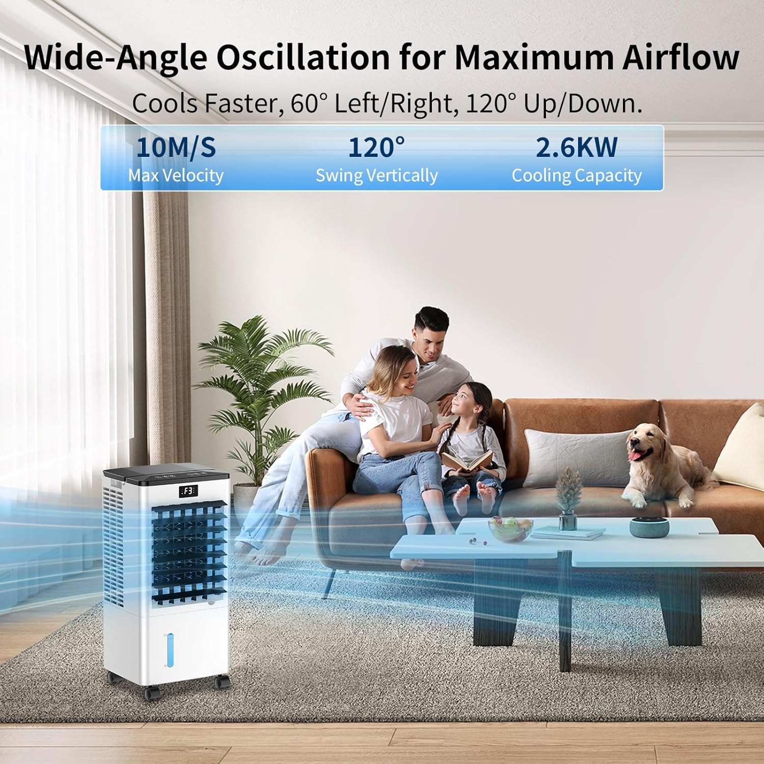 Climatiseur mobile portable 8L, 3 modes, écran, 60W, minuterie 12H