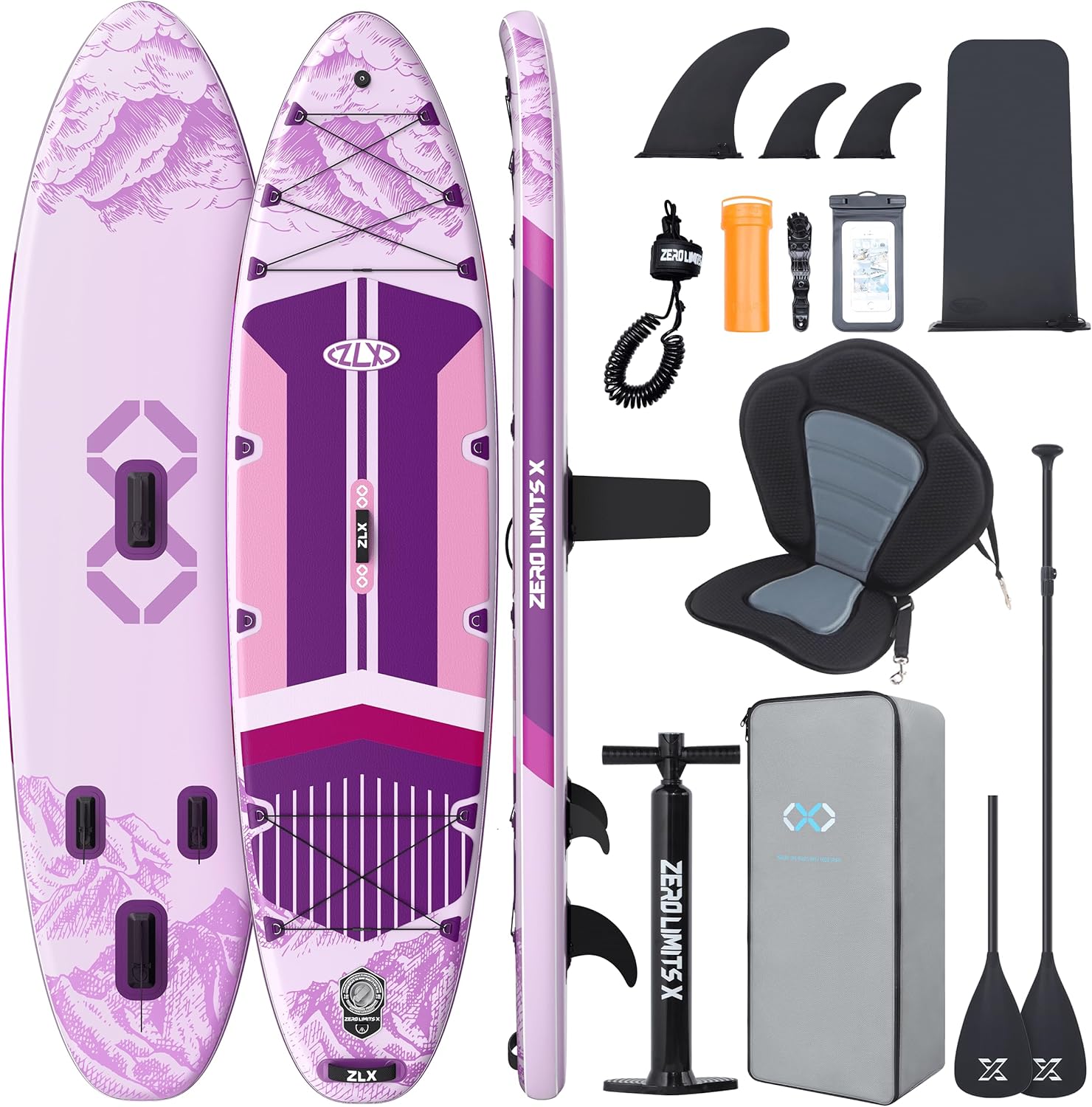 ZLX - Paddle gonflable extra large 350x89cm, planche stable, accessoires, ZLX