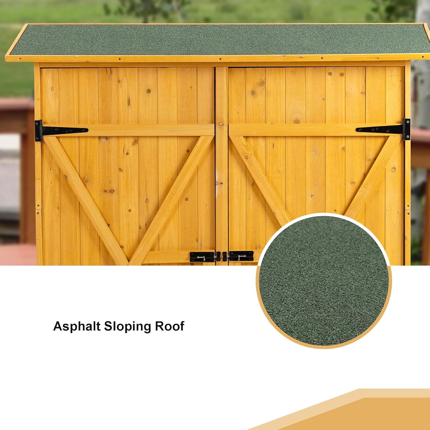Abri de jardin bois - Toit incliné, portes verrouillables, 1,8x1,5m