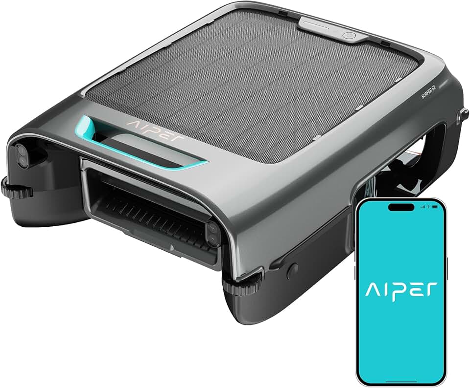 karaca-alisveris EcoSurfer S2 Robot Skimmer de Piscine Solaire, Robot Piscine sans Fil avec Application, Nettoyage de Surface 24/7, Charge Solaire & Secteur, Détection Intelligente d'obstacles, Filtre 150 µm