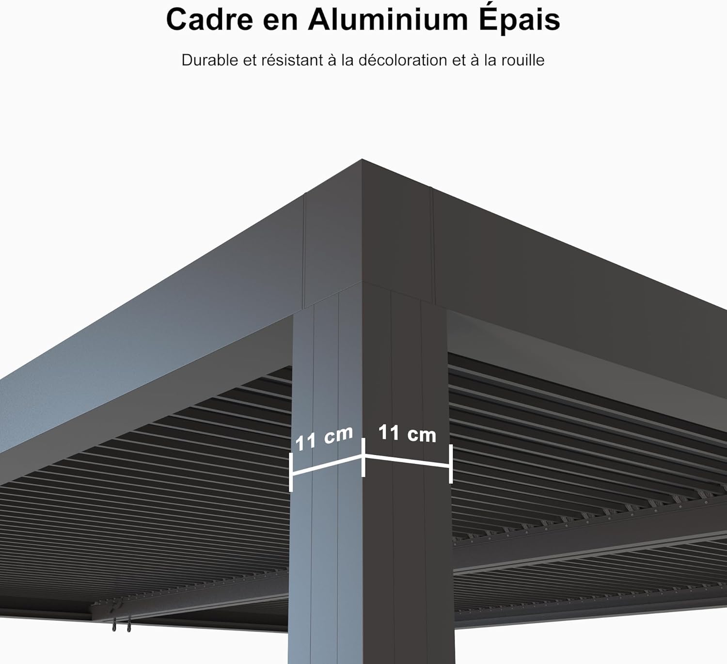 karaca-alisveris - pergola bioclimatique - 4,6x3,3 m - lames orientables, aluminium