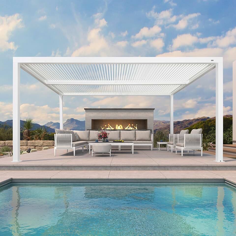 karaca-alisveris - Pergola Bioclimatique, 4,8x3,68m, aluminium, lames orientables